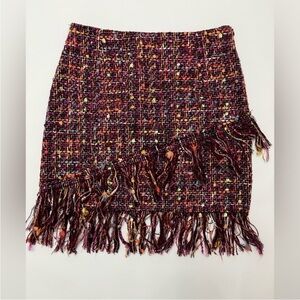 Zara Colorful Tweed Mini Skirt with Fringe